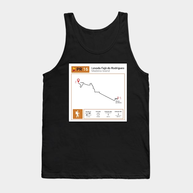 Madeira Island PR16 LEVADA FAJÃ DO RODRIGUES trail map Tank Top by Donaby